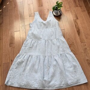 Quince 100% cotton striped gauze tiered maxi sundress dress M fully lined